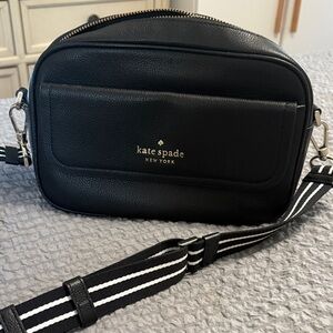 Kate Spade Black Bag with Striped Strap